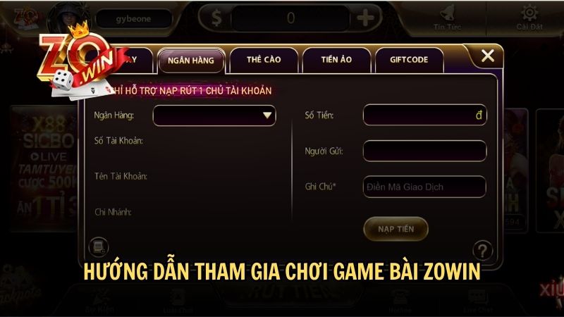 Hướng dẫn quy trình tham gia chơi game bài Zowin nhanh chóng